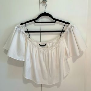 Zara White Off The Shoulder Crop Top - Size S